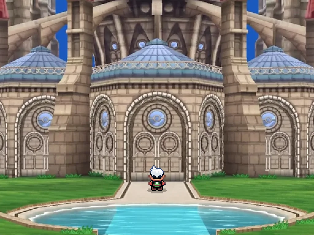 A trainer at the Kalos Pokémon League entrance in ShadowRPG