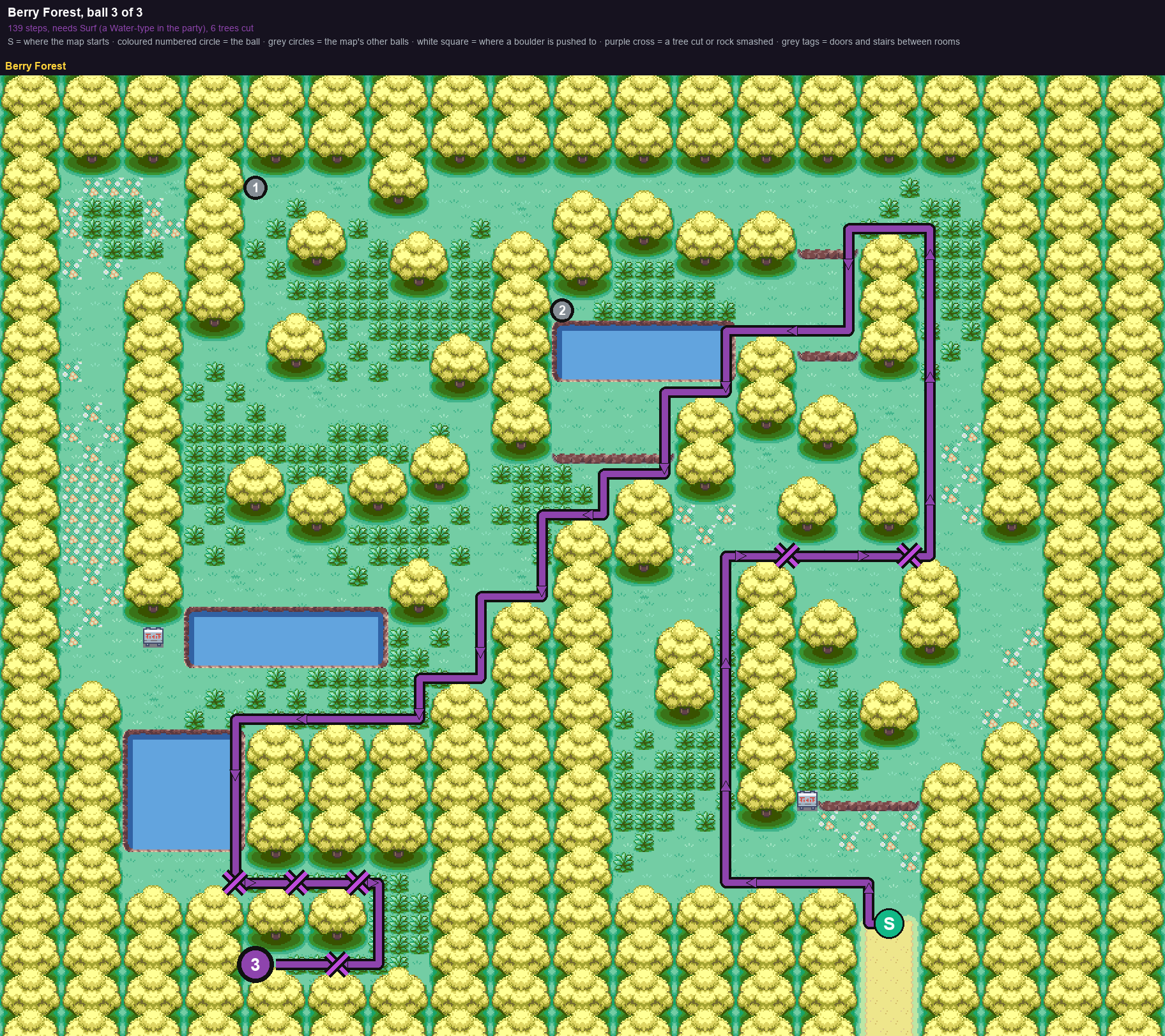 Berry Forest: the walk from its start to Poké Ball 3