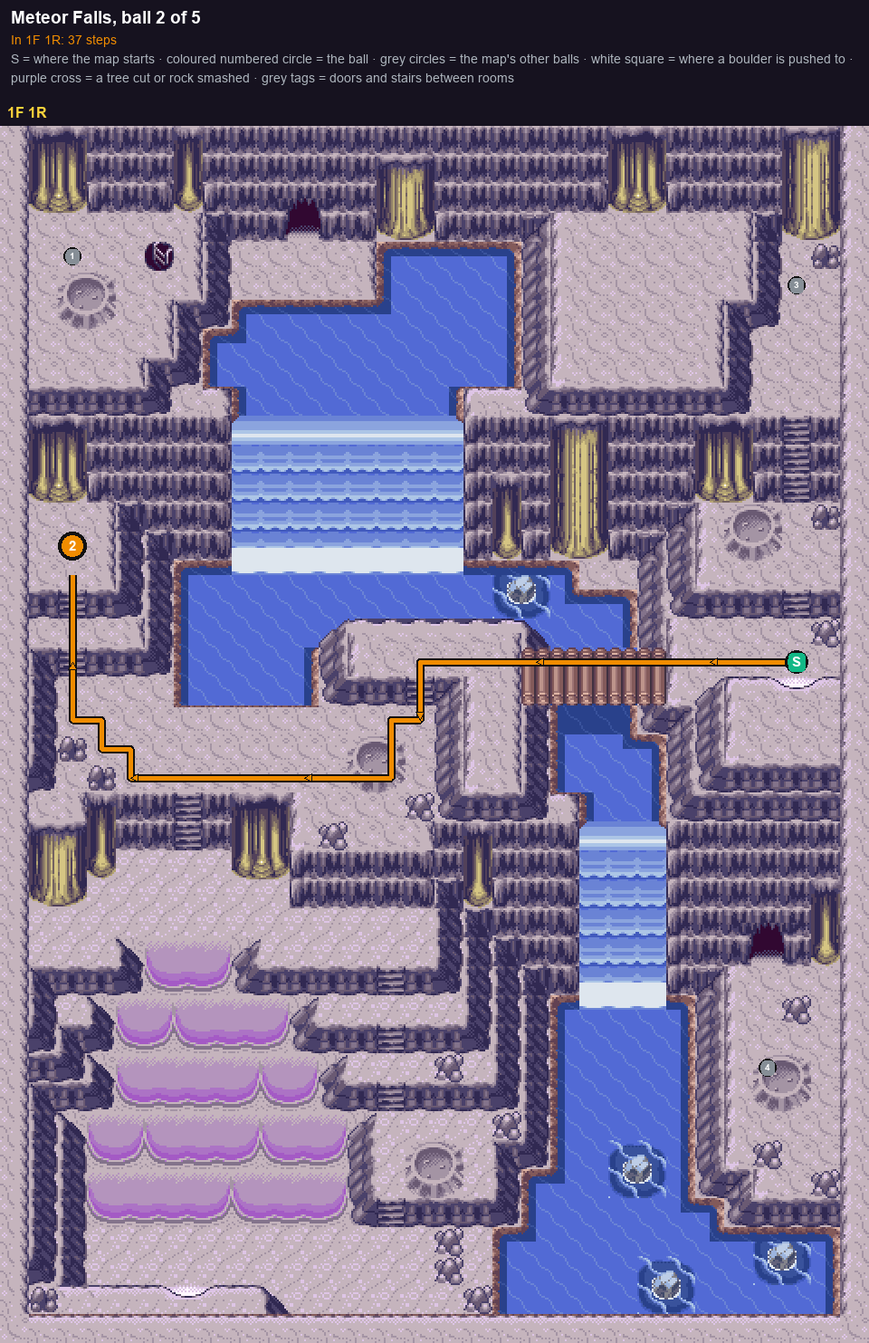 Meteor Falls: the walk from its start to Poké Ball 2