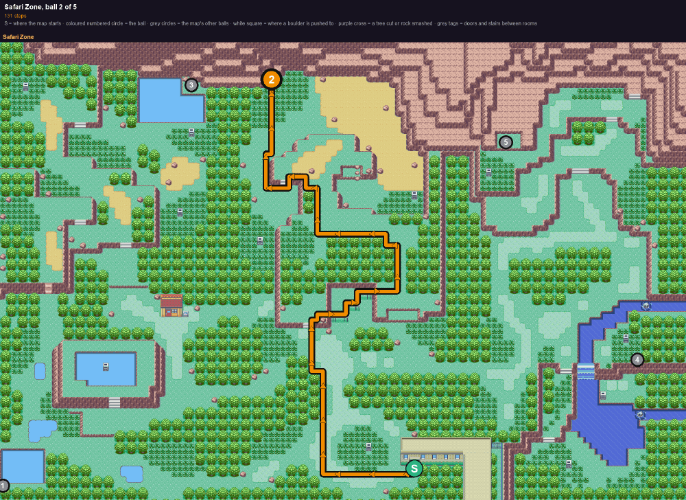 Safari Zone: the walk from its start to Poké Ball 2